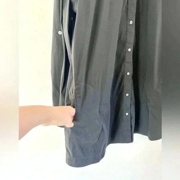 Layfayette 148 New York Black Long‎ Sleeve Roll Tab Shirtdress/Tunic Top Size 16 - Picture 3 of 12